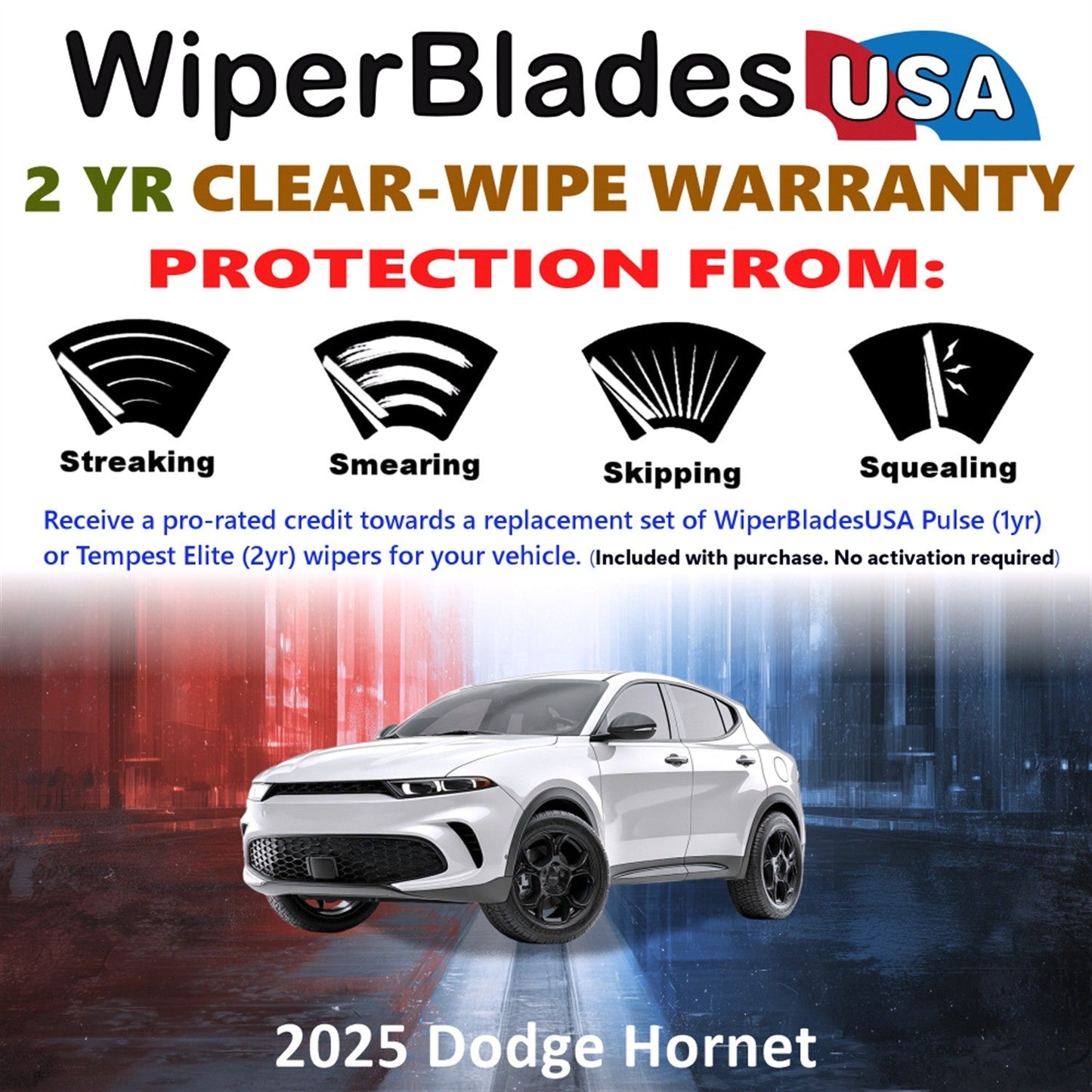 2025 Dodge Hornet Wiper Blades w/2yr Wear Warranty (Set of 3) w/Rear Beam Wipers-1