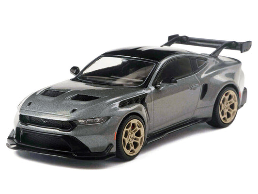 2025 Ford Mustang GTD Gray Metallic with Black Top 1/43 Diecast Model by IXO Models-0
