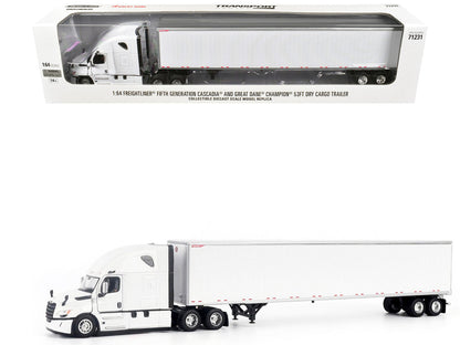 2025 Freightliner Cascadia Gen-5 Truck Tractor with Sleeper and Great Dane Champion 53ft Dry Cargo Trailer Winter White "Transport Series" 1/64 Diecast Model by Diecast Masters-4