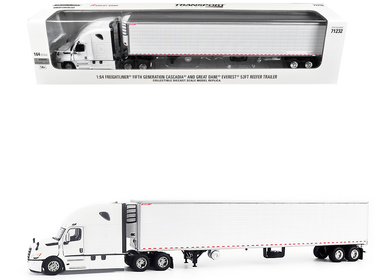 2025 Freightliner Cascadia Gen-5 Truck Tractor with Sleeper and Great Dane Champion 53ft Refrigerated Trailer Winter White "Transport Series" 1/64 Diecast Model by Diecast Masters-4