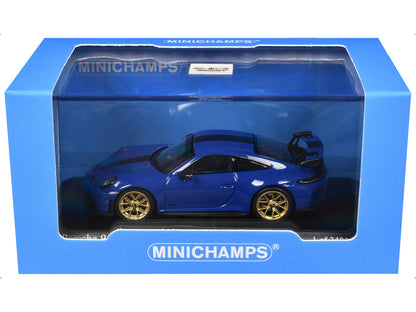 2025 Porsche 911 (992.2) GT3 Weissach Package Blue with Carbon Stripe Limited Edition to 240 pieces Worldwide 1/64 Diecast Model Car by Minichamps-2