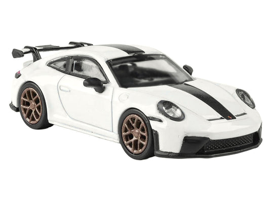 2025 Porsche 911 GT3 (992.2) Grand Prix White with Carbon Stripe 1/64 Diecast Model Car by Paragon-2
