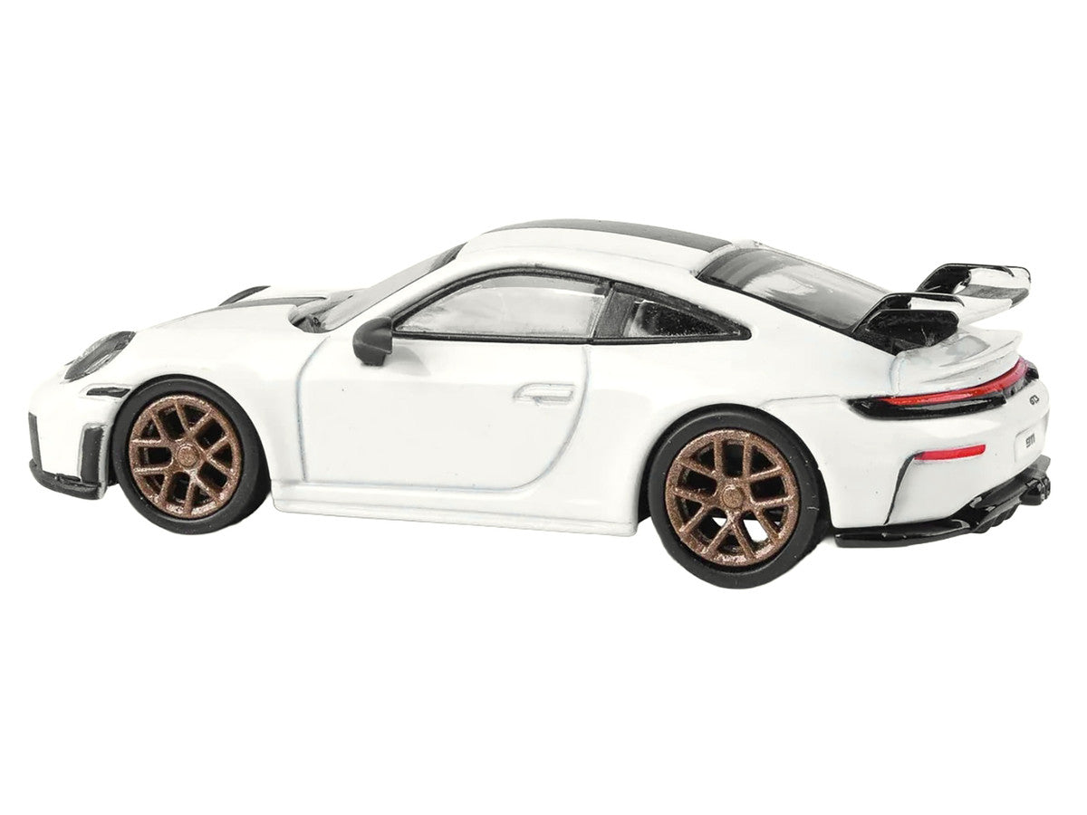 2025 Porsche 911 GT3 (992.2) Grand Prix White with Carbon Stripe 1/64 Diecast Model Car by Paragon-1