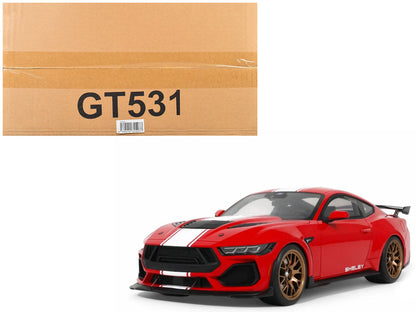 2025 Shelby Mustang Supersnake Race Red with White Stripes 1/18 Model Car by GT Spirit-4