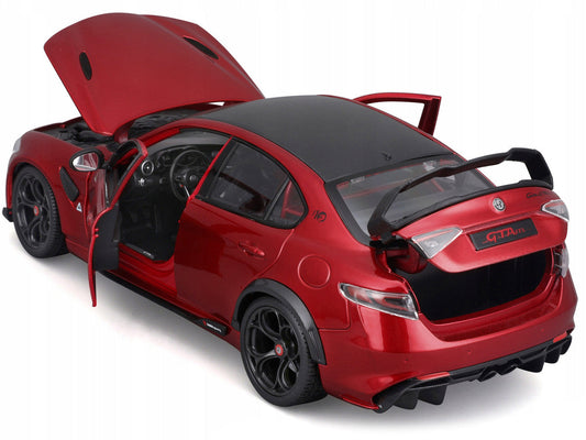 Alfa Romeo Giulia GTA Red Metallic with Carbon Top 1/18 Diecast Model Car by Bburago - Car Models