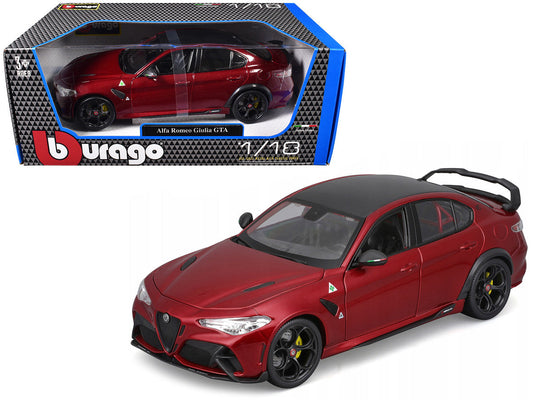 Alfa Romeo Giulia GTA Red Metallic with Carbon Top 1/18 Diecast Model Car by Bburago - Car Models