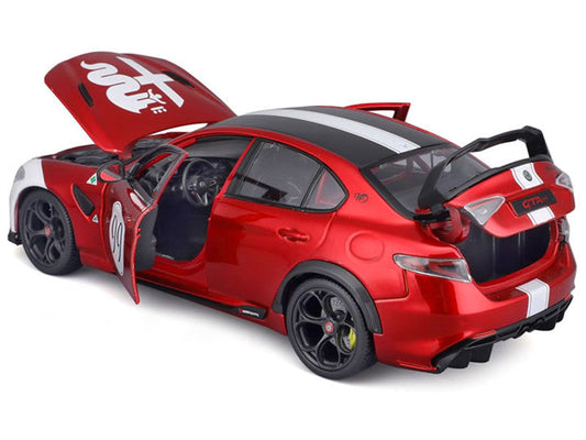 Alfa Romeo Giulia GTAm #99 Red Metallic with Black Top and White Graphics 1/18 Diecast Model Car by Bburago - Car Models