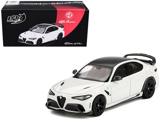Alfa Romeo Giulia GTAm White with Carbon Top 1/64 Diecast Model Car by BBR - Car Models
