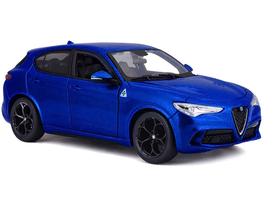 Alfa Romeo Stelvio Quadrifoglio Blue 1/24 Diecast Model Car by Bburago - Car Models