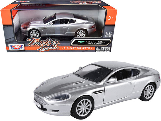 Aston Martin DB9 Coupe Silver Metallic ’Timeless Legends’ 1/24 Diecast Model Car by Motormax - Car Models