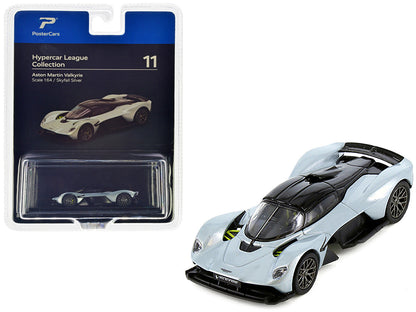 Aston Martin Valkyrie Skyfall Silver Metallic with Black Top "Hypercar League Collection" 1/64 Diecast Model Car by PosterCars-0