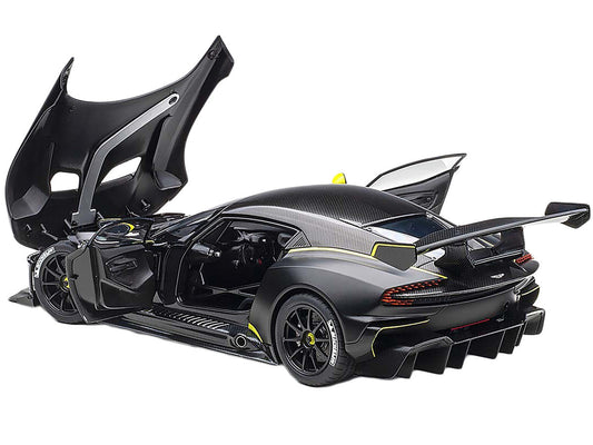 Aston Martin Vulcan Matt Black with Lime Green Stripes 1/18 Model Car by Autoart - Car Models