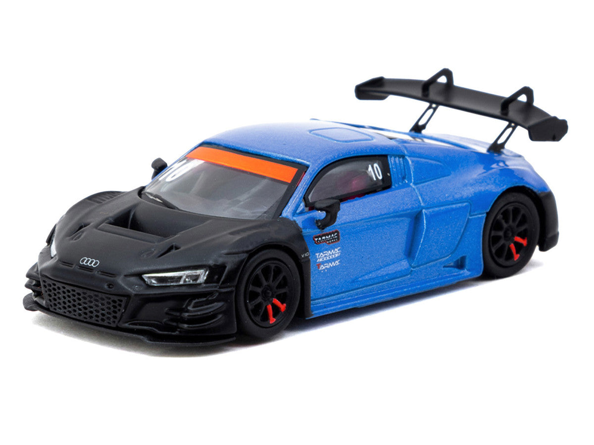 Audi R8 LMS GT3 evo II #10 "Tarmac Works 10th Anniversary" Blue Metallic and Matt Black "Hobby64" Series 1/64 Diecast Model Car by Tarmac Works-1