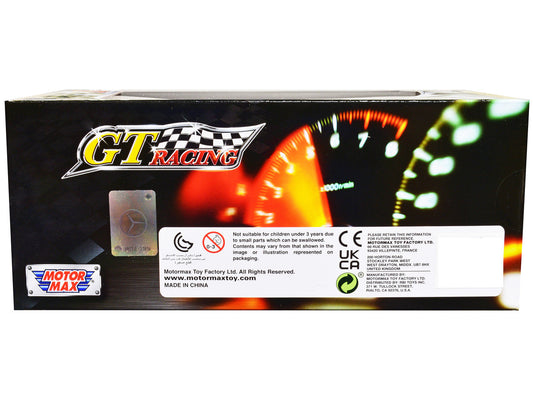 BMW M3 Coupe Neon Yellow with Matt Black Top and Stripes "GT Racing" Series 1/24 Diecast Model Car by Motormax-1