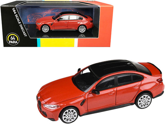BMW M3 (G80) Toronto Red Metallic with Black Top 1/64 Diecast Model Car by Paragon - Car Models