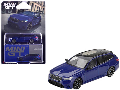 BMW M5 Touring Marina Bay Blue Metallic with Black Top and Sun Roof Limited Edition 1/64 Diecast Model Car by Mini GT-3