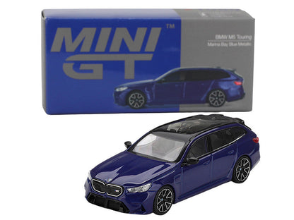 BMW M5 Touring Marina Bay Blue Metallic with Black Top and Sun Roof Limited Edition 1/64 Diecast Model Car by Mini GT-1