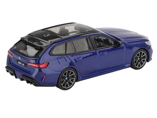 BMW M5 Touring Marina Bay Blue Metallic with Black Top and Sun Roof Limited Edition 1/64 Diecast Model Car by Mini GT-2