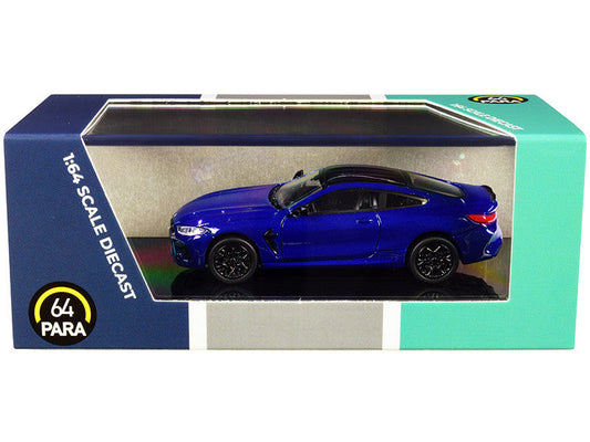 BMW M8 Coupe Marina Bay Blue Metallic with Black Top 1/64 Diecast Model Car by Paragon-0