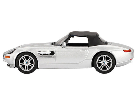 BMW Z8 Silver Metallic with Black Soft Top 007 James Bond "The World Is Not Enough" (1999) Movie Limited Edition 1/64 Diecast Model Car by Mini GT-0