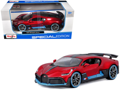Bugatti Divo Red Metallic with Carbon and Blue Accents "Special Edition" 1/24 Diecast Model Car by Maisto-0