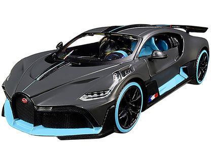 Bugatti Divo Satin Charcoal Gray with Carbon and Blue Accents "Special Edition" 1/24 Diecast Model Car by Maisto-1