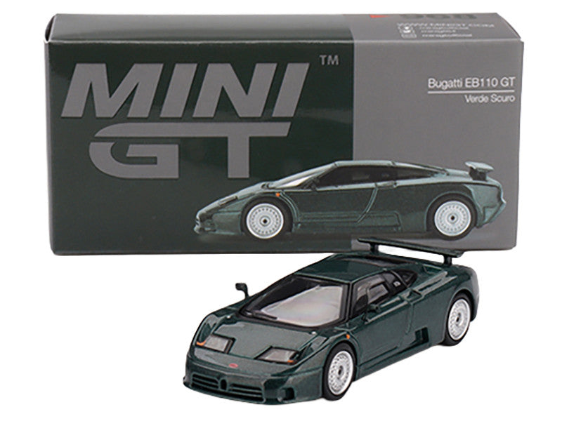 Bugatti EB110 GT Verde Scuro Dark Green Metallic Limited Edition 1/64 Diecast Model Car by Mini GT-1