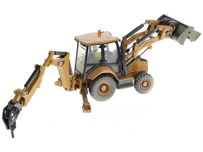 CAT Caterpillar 420F2 IT Backhoe Loader with Operator Yellow "Weathered Series" 1/50 Diecast Model by Diecast Masters-3