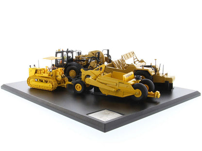 CAT Caterpillar 621K Tractor Scraper and CAT Caterpillar D7 Track-Type Tractor with No. 70 Scraper Set "Evolution Series" 1/50 Diecast Models by Diecast Masters-1