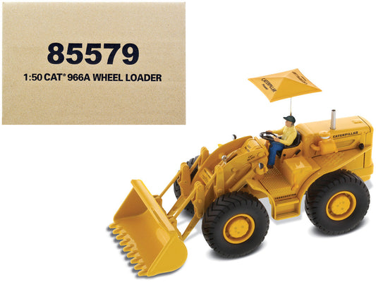 CAT Caterpillar 966A Wheel Loader Yellow with Operator "Vintage Series" 1/50 Diecast Model by Diecast Masters-0