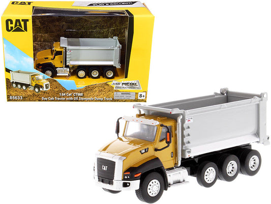CAT Caterpillar CT660 Day Cab Tractor with OX Stampede Dump Truck "Play & Collect!" Series 1/64 Diecast Model by Diecast Masters-0