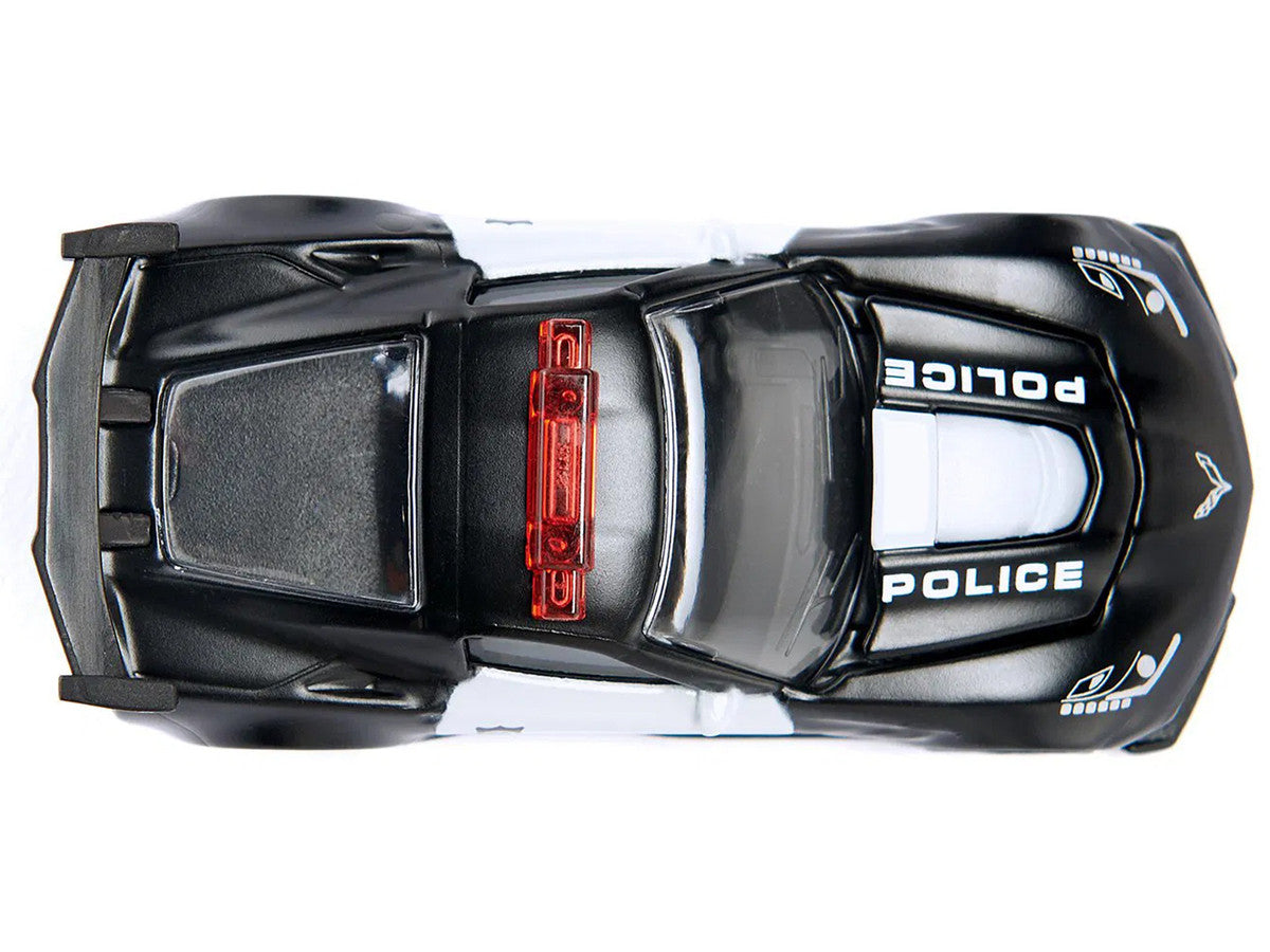 Chevrolet Corvette ZR1 Police Car Black and White Diecast Model Car by Siku-1