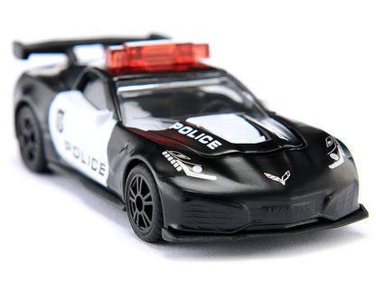 Chevrolet Corvette ZR1 Police Car Black and White Diecast Model Car by Siku-0