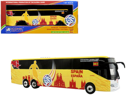 Daimler Tourrider Coach Bus "Spain National Football Team" Yellow with Graphics "International Federation of the Global Game" Series Limited Edition to 504 pieces Worldwide 1/87 (HO) Diecast Model by Iconic Replicas-4