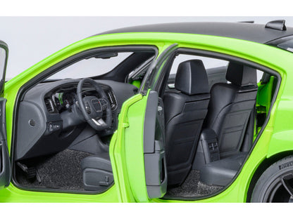 Dodge Charger Scat Pack Widebody Sublime Green with Matt Black Hood and Top 1/18 Model Car by Autoart-2