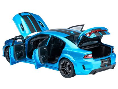 Dodge Charger SRT Hellcat Redeye B5 Blue Metallic with Carbon Stripes 1/18 Model Car by Autoart-0