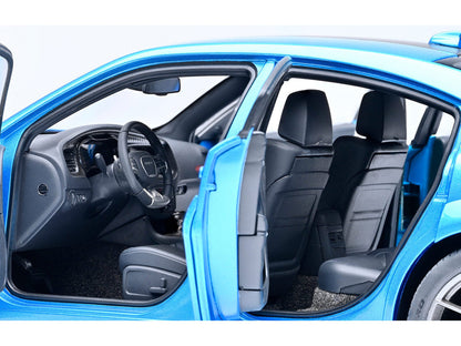 Dodge Charger SRT Hellcat Redeye B5 Blue Metallic with Carbon Stripes 1/18 Model Car by Autoart-1