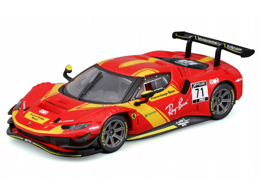 Ferrari 296 GT3 #71 Red "Francorchamps Motors" (2022) "Racing" Series with Display Case 1/43 Diecast Model Car by Bburago-0