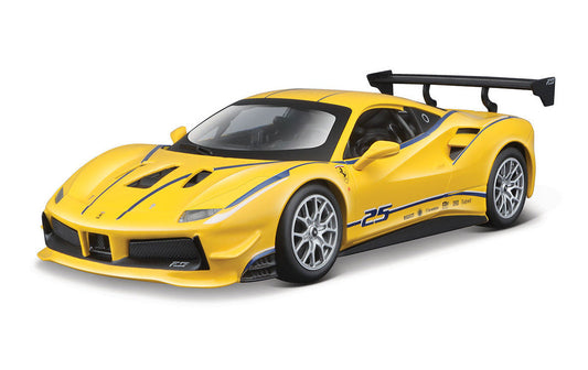 Ferrari 488 Challenge #25 Yellow with Blue Stripes "Ferrari Racing" 1/24 Diecast Model Car by Bburago-1