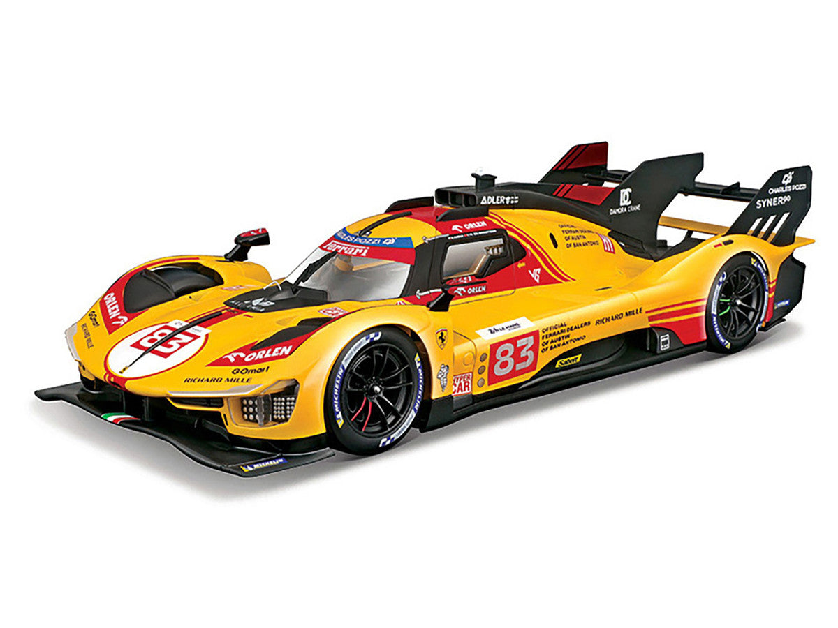 Ferrari 499P #83 Robert Kubica - Robert Shwartzman - Yifei Ye "Ferrari AF Corse" "24 Hours of Le Mans" (2024) "Racing" Series 1/18 Diecast Model Car by Bburago-1