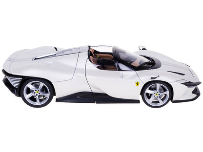 Ferrari Daytona SP3 White Metallic with Silver Stripes "Signature Series" 1/18 Diecast Model Car by Bburago-2