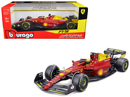 Ferrari F1-75 #16 Charles Leclerc "Giallo Modena" 2nd Place Formula One F1 Italian GP (2022) "Formula Racing" Series 1/18 Diecast Model Car by Bburago-0