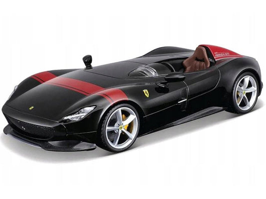 Ferrari Monza SP1 Black Metallic with Red Stripes "Race & Play" Series 1/24 Diecast Model Car by Bburago-0