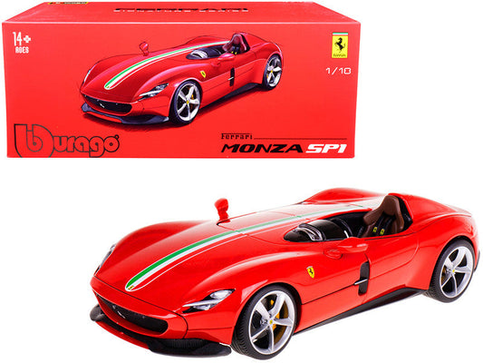 Ferrari Monza SP1 Red with Italian Flag Stripes "Signature Series" 1/18 Diecast Model Car by Bburago-0