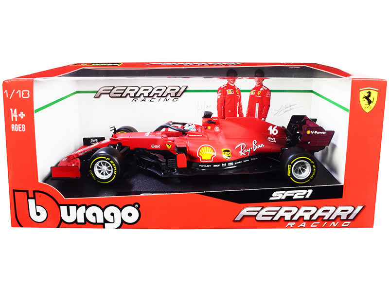 Ferrari SF21 #16 Charles Leclerc Formula One F1 Car "Ferrari Racing" Series 1/18 Diecast Model Car by Bburago-0