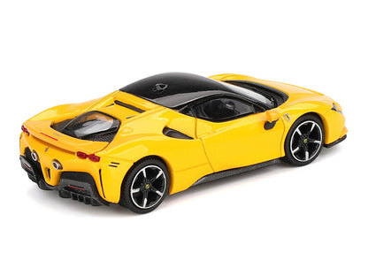 Ferrari SF90 Giallo Modena Yellow with Black Top 1/64 Diecast Model Car by BBR-2
