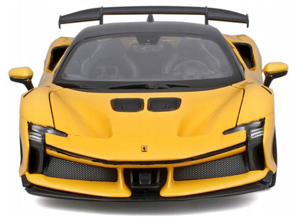 Ferrari SF90 XX Stradale Yellow with Black Top "Race and Play" Series 1/24 Diecast Model Car by Bburago-2