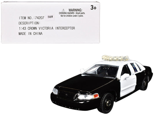 Ford Crown Victoria Police Interceptor Black and White 1/43 Diecast Model Car by Motormax-0