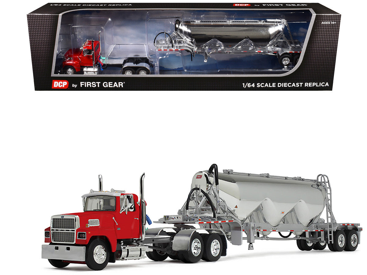 Ford LTL 9000 Day Cab with Heil Pneumatic Tank Trailer Heil Red 1/64 Diecast Model by DCP/First Gear-0
