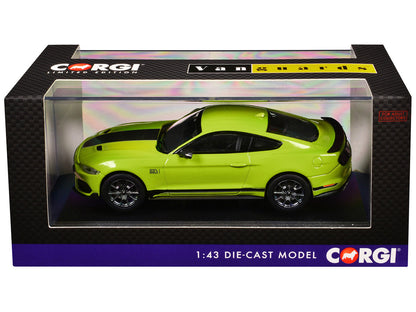 Ford Mustang Mk6 Mach 1 RHD (Right Hand Drive) Grabber Yellow with Black Stripes "Vanguards" Series 1/43 Diecast Model Car by Corgi-2
